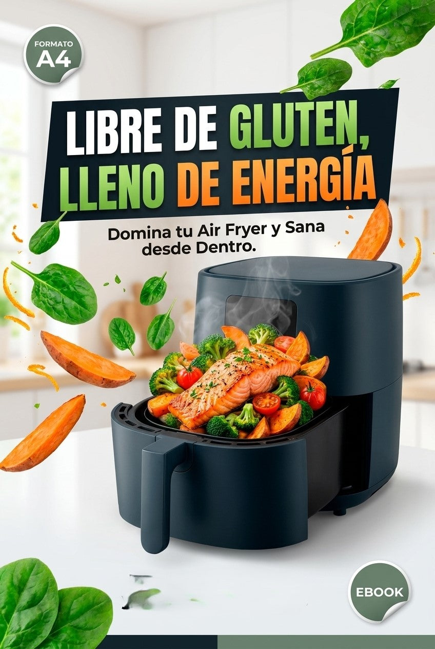Libre de Gluten, lleno de energía. Domina tu airfryer y sana desde dentro